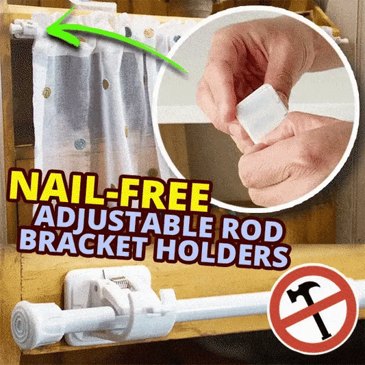 Nail-free Adjustable Rod Bracket Holders (Pack of 4)